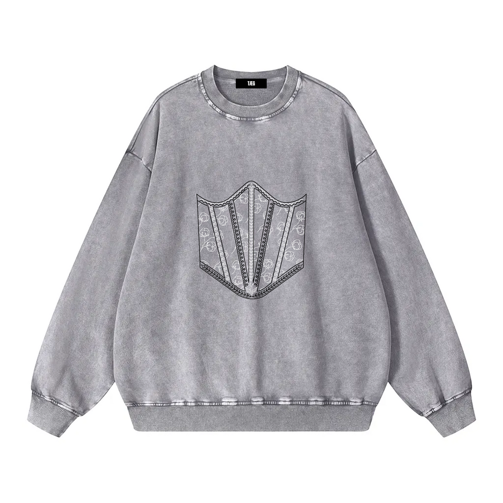 Snow Washed Oversized Sweatshirt / Corset
