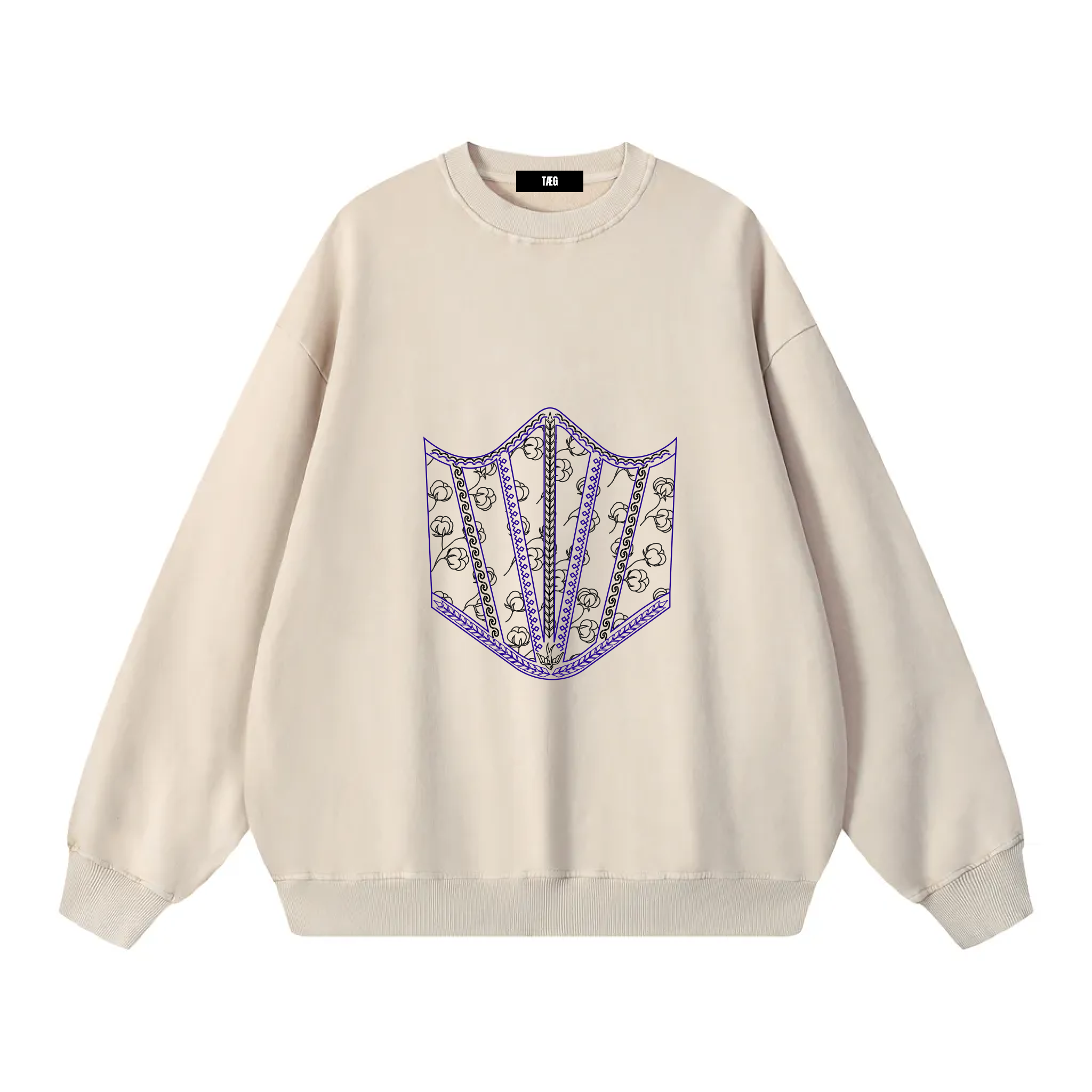 Snow Washed Oversized Sweatshirt / Colored Corset