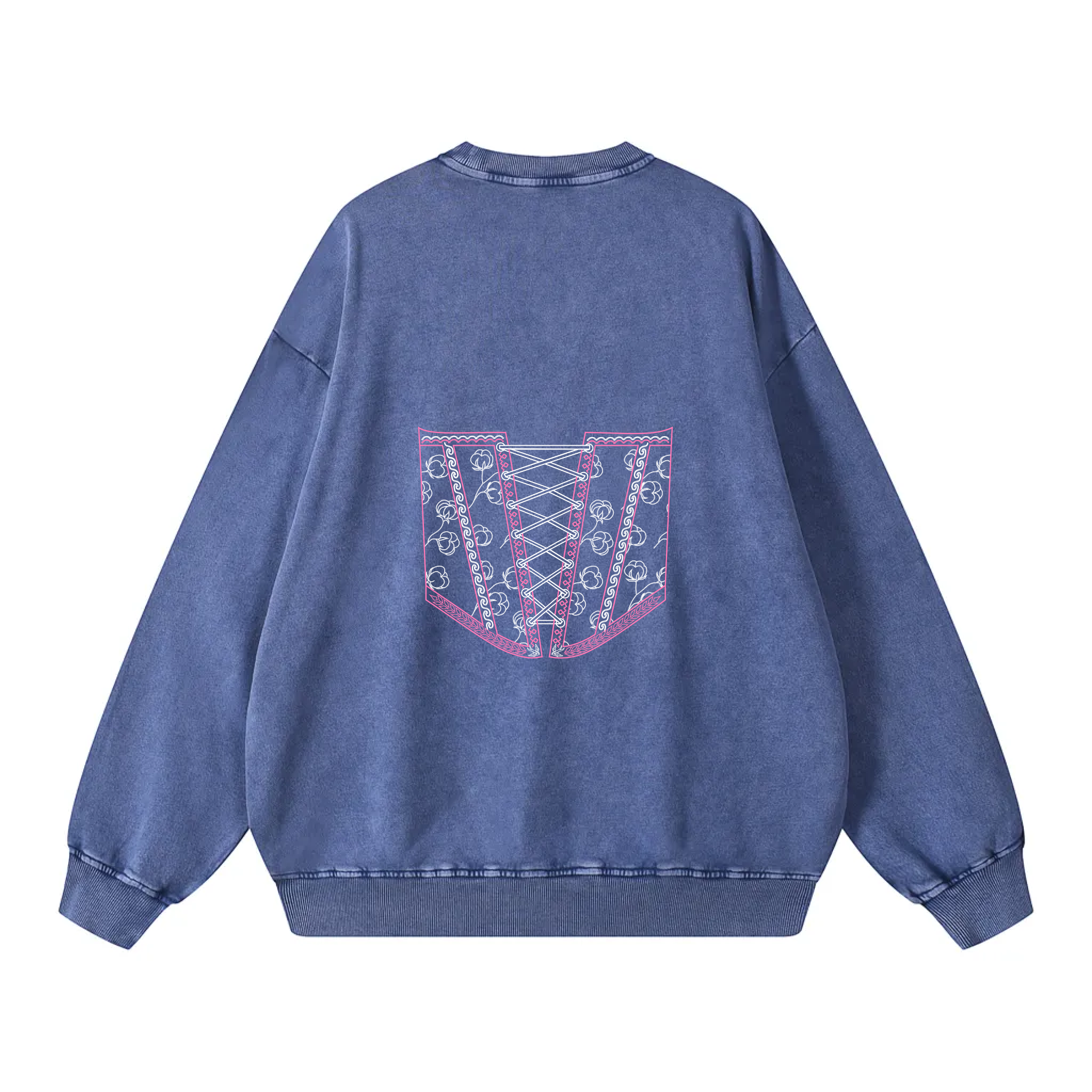 Snow Washed Oversized Sweatshirt / Colored Corset