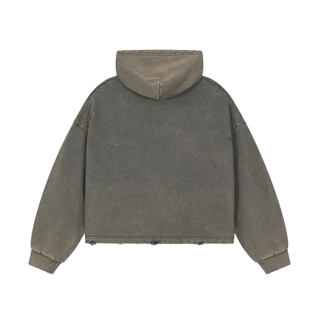 Vintage Washed Frayed-Hem Hoodie / Поможіть не словом, а доларом.