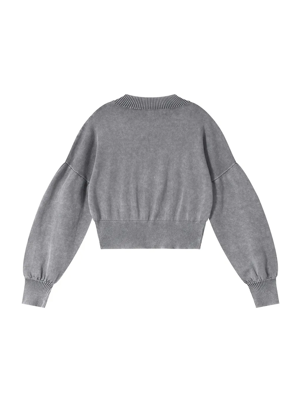 Mineral Wash Balloon Sleeve Cropped Sweater / Map of Ukraine made of hearts / Карта України