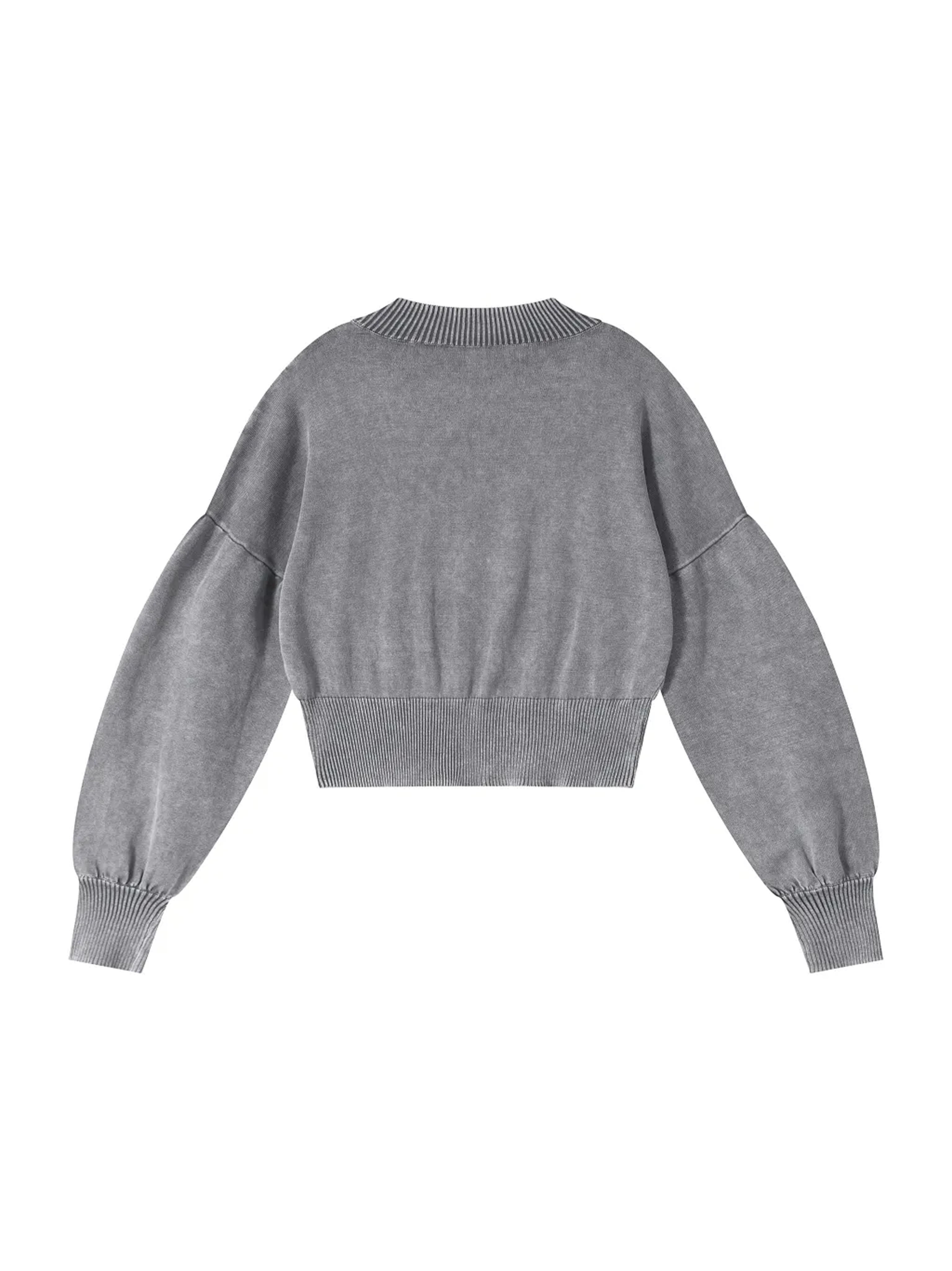 Mineral Wash Balloon Sleeve Cropped Sweater / Map of Ukraine made of hearts / Карта України